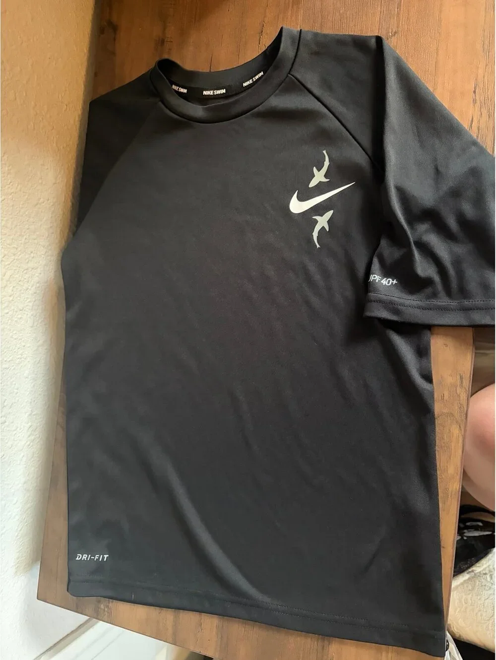 Youth Nike Swim Dri Fit Black Shark Tee size S (8-10 years)
